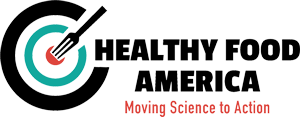 A green background with the words healthy america moving science.