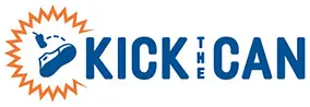 A blue and white logo of kick the block