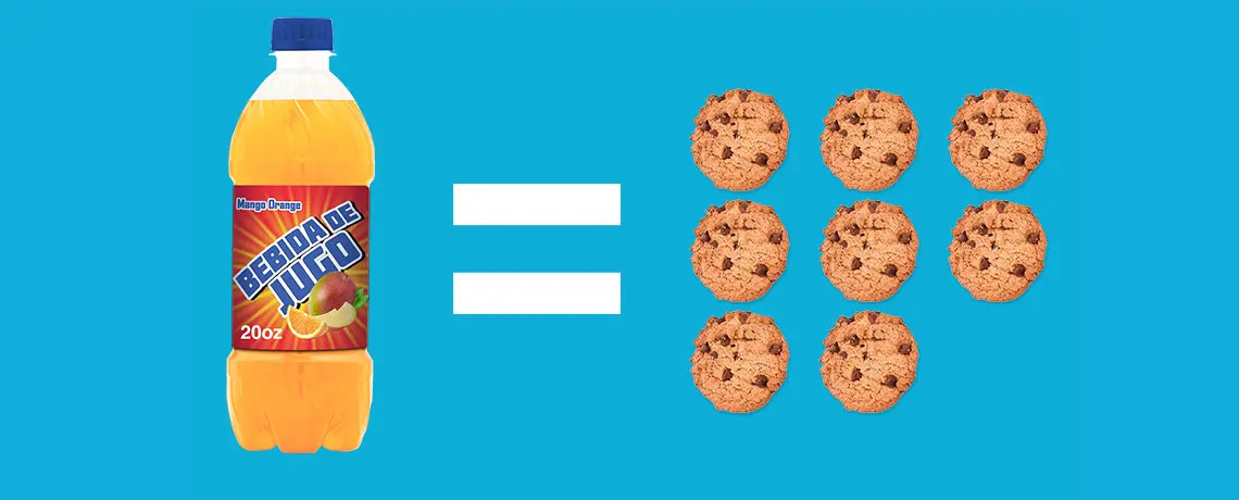 A blue background with cookies and an equals sign.