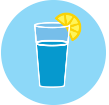Illustration of water cup with lemon slice